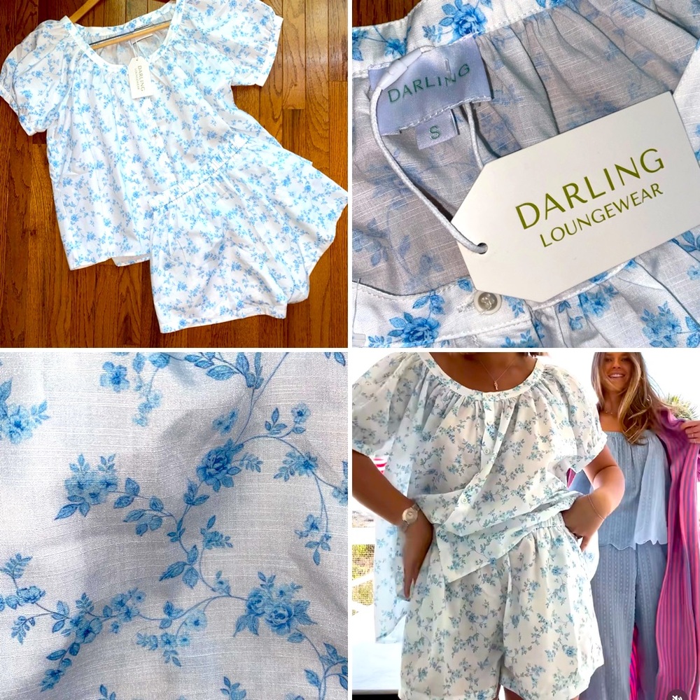 Darling Loungewear Blue Floral Pajama Set